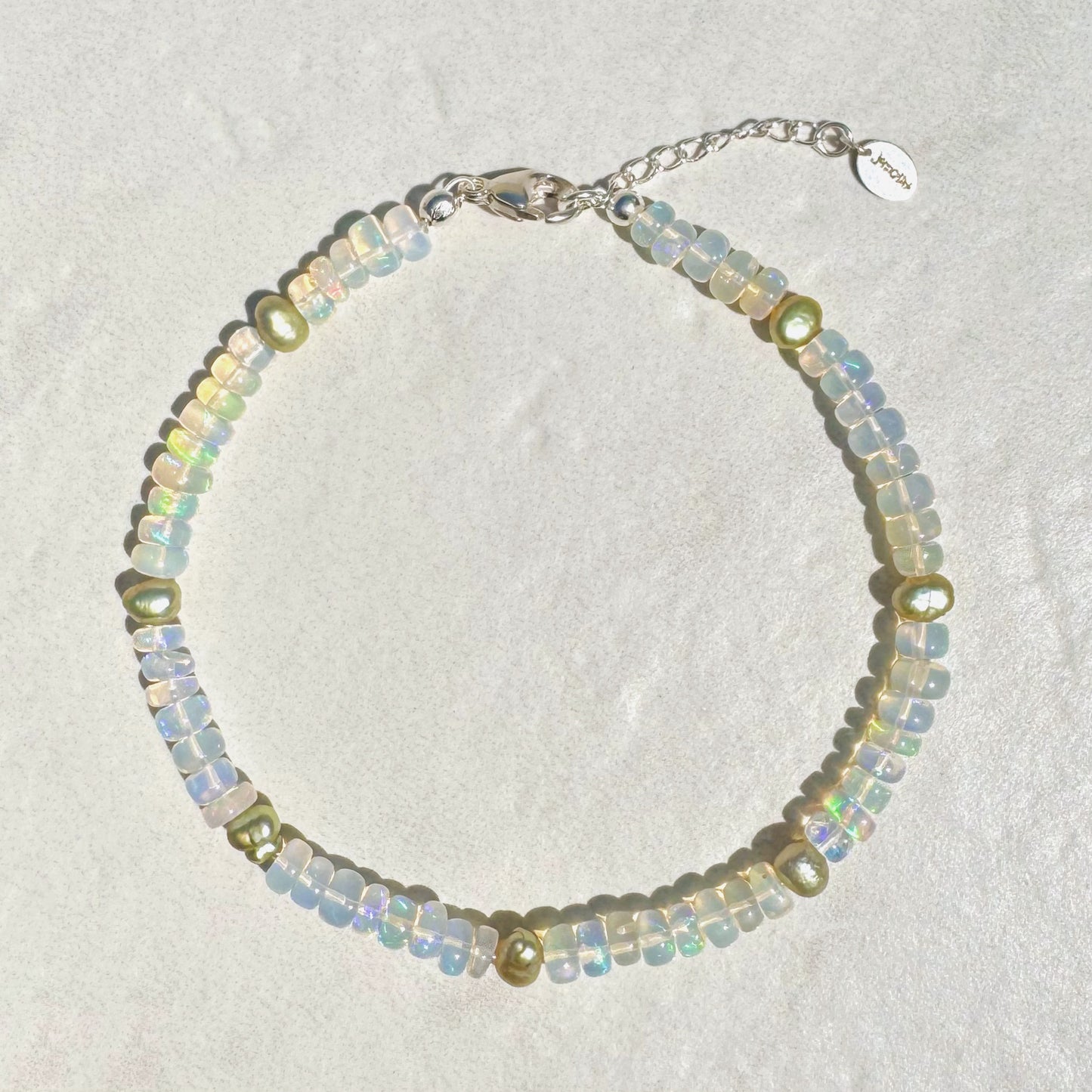 Opal Anklet- Green Pearl