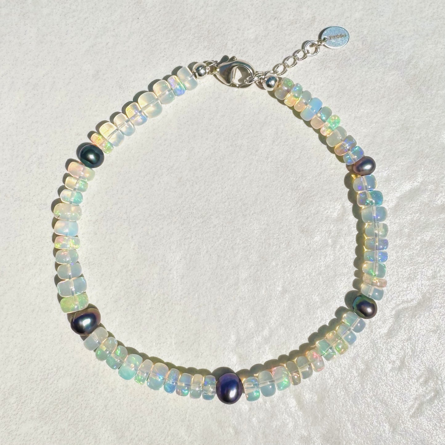 Opal Anklet- Purple/Blue Pearls