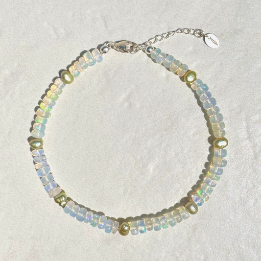 Opal Anklet- Green Pearl