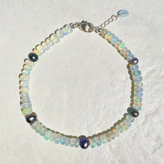 Opal Anklet- Purple/Blue Pearls