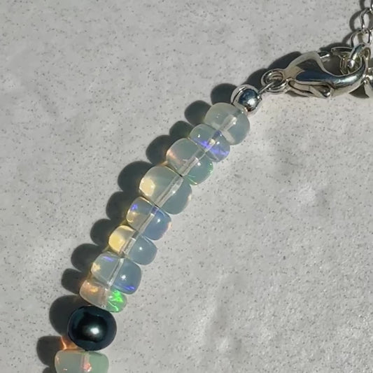 Opal Anklet- Purple/Blue Pearls
