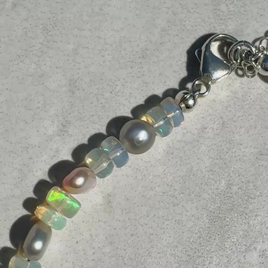 Opal Anklet- Pastel Pearls